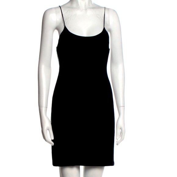 NWT Alice + Olivia Black Scoop Neck Sleeveless Mini Dress w/ Crystal Accents